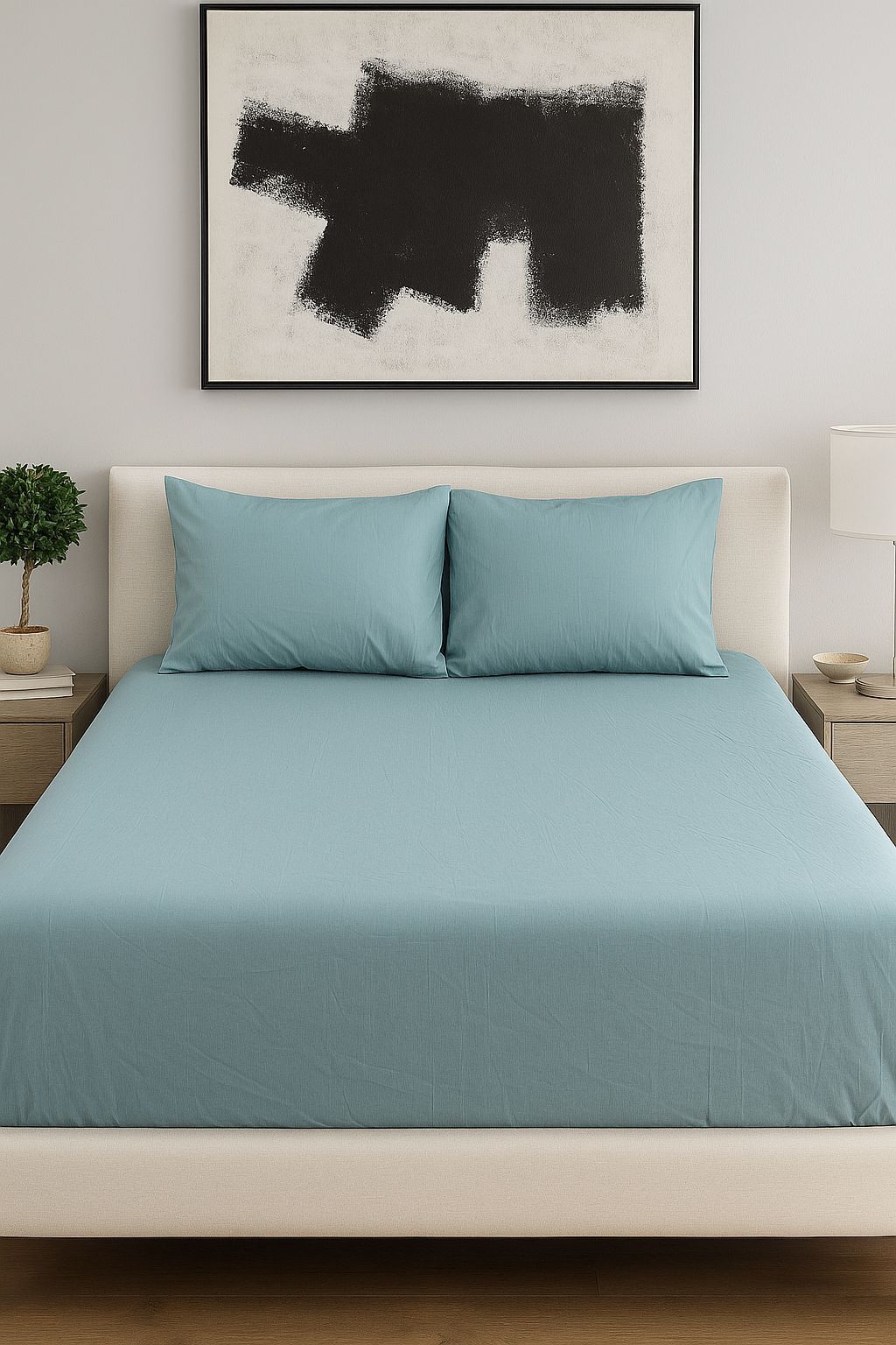 Plain Fitted Bedsheet 300TC (1 Bedsheet + 2 Pillowcases)