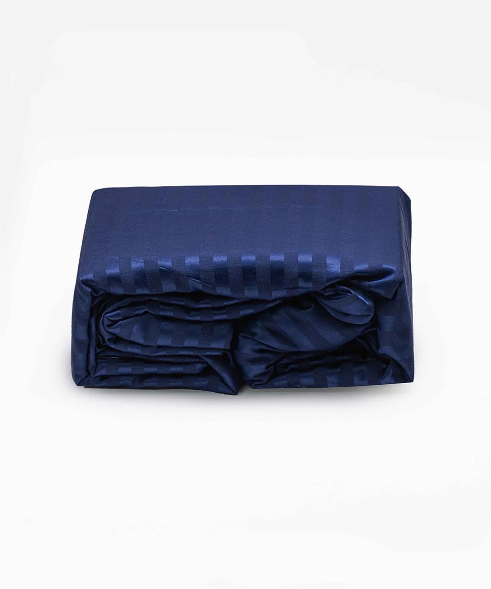 Striped Cotton Fitted Bedsheet (1 Bedsheet + 2 Pillowcases)