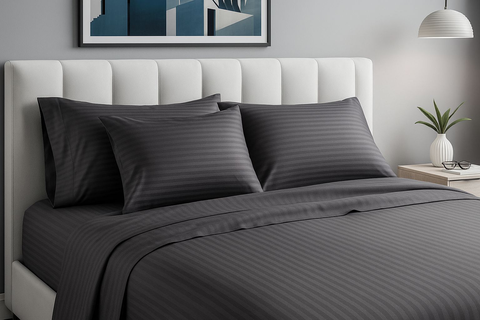 ملاية  قطن استرايب  استك (1 ملاية  مع أكياس وسادة)