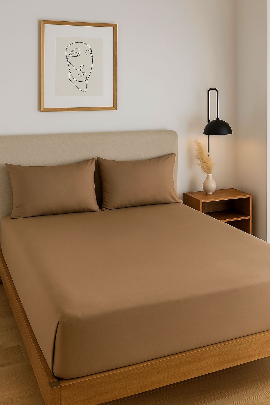 Plain Fitted  Bedsheet 300TC (1 Bedsheet + Pillowcases)