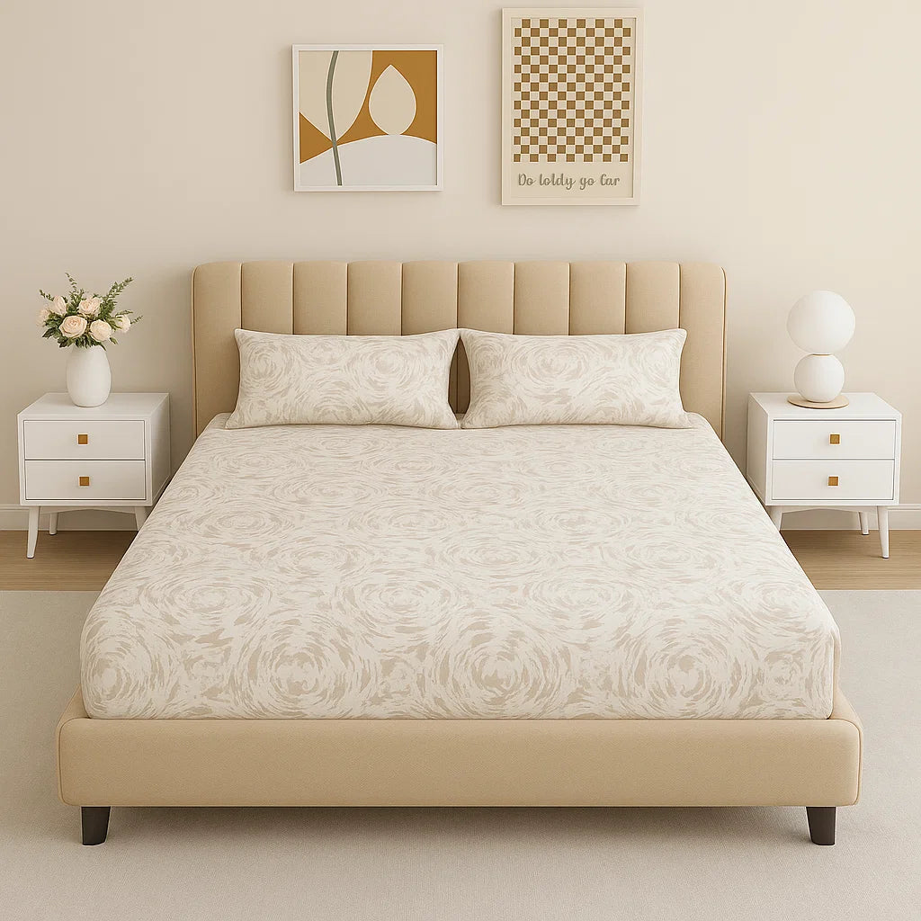 ملاية سرير قطن مطبوعة (ملاية سرير واحدة + 2 غطاء وسادة)