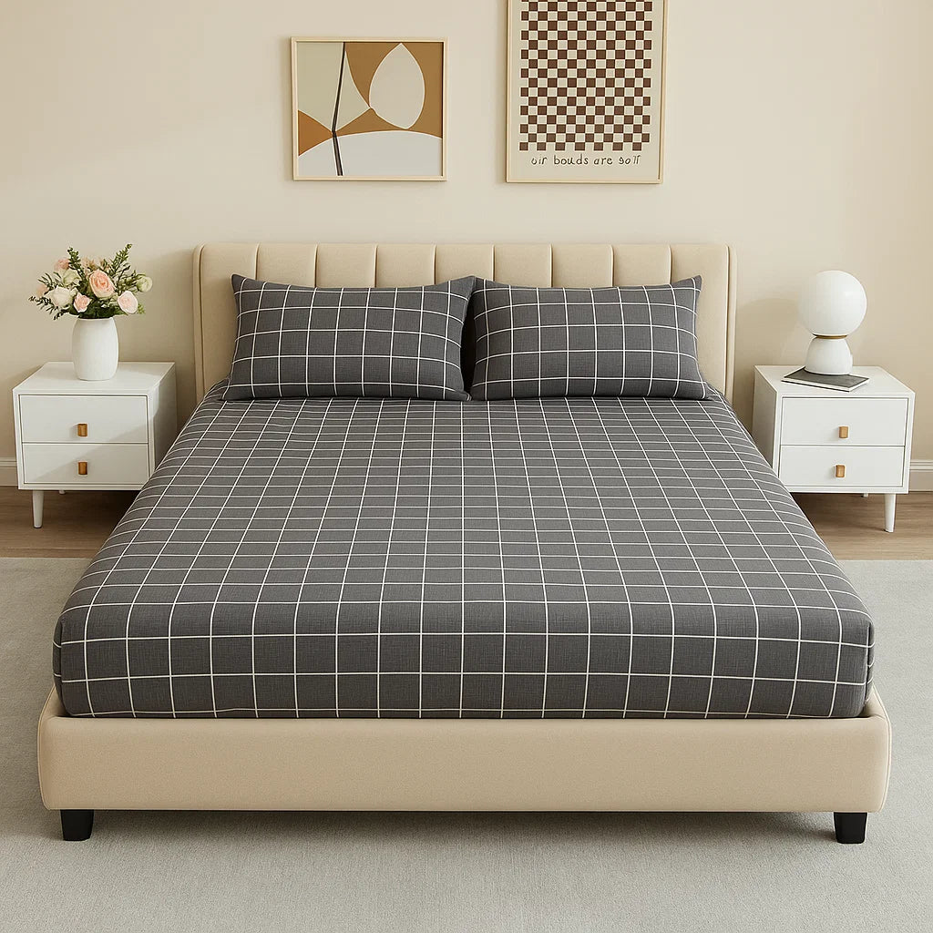 ملاية سرير قطن مطبوعة (ملاية سرير واحدة + 2 غطاء وسادة)